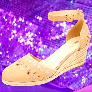 🆕Dream Pairs Women Amanda Nude Wedge heel Espadrilles Platform Sandals- sz. 11